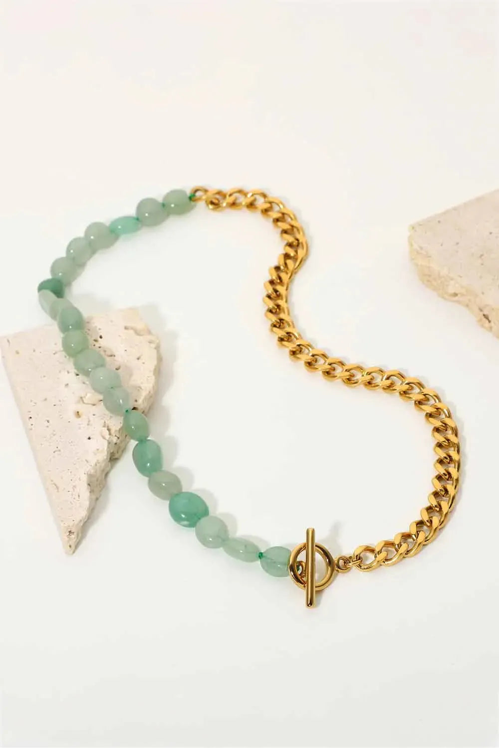 Stainless Steel Half Bead Half Chain Necklace Necklaces - Tophatter Daily Deals