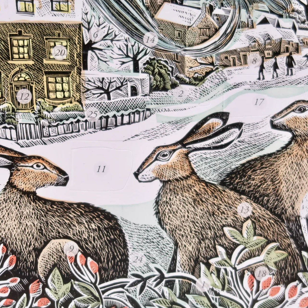 We Three Hares Advent Calendar Greetings Card | Christmas Advent Card & Envelope Advent Calendar - Tophatter Daily Deals