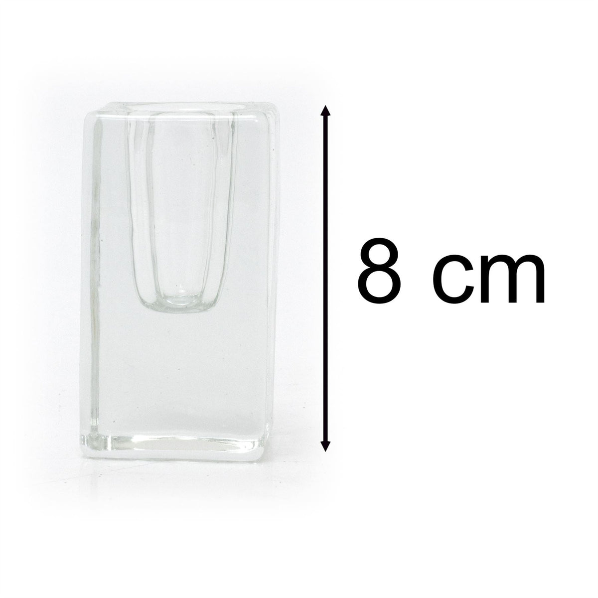 Clear Glass Candlestick | Square Glass Taper Dinner Candle Holder - 8cm Candle Holder - Tophatter Daily Deals