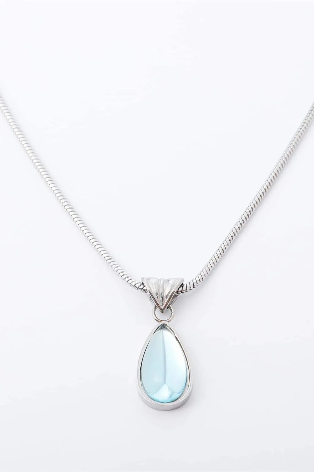 Teardrop Shape Titanium Steel Pendant Necklace Silver One Size Necklaces - Tophatter Daily Deals