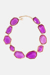 Geometrical Shape Zinc Alloy Frame Resin Necklace Lavender One Size Necklaces - Tophatter Daily Deals