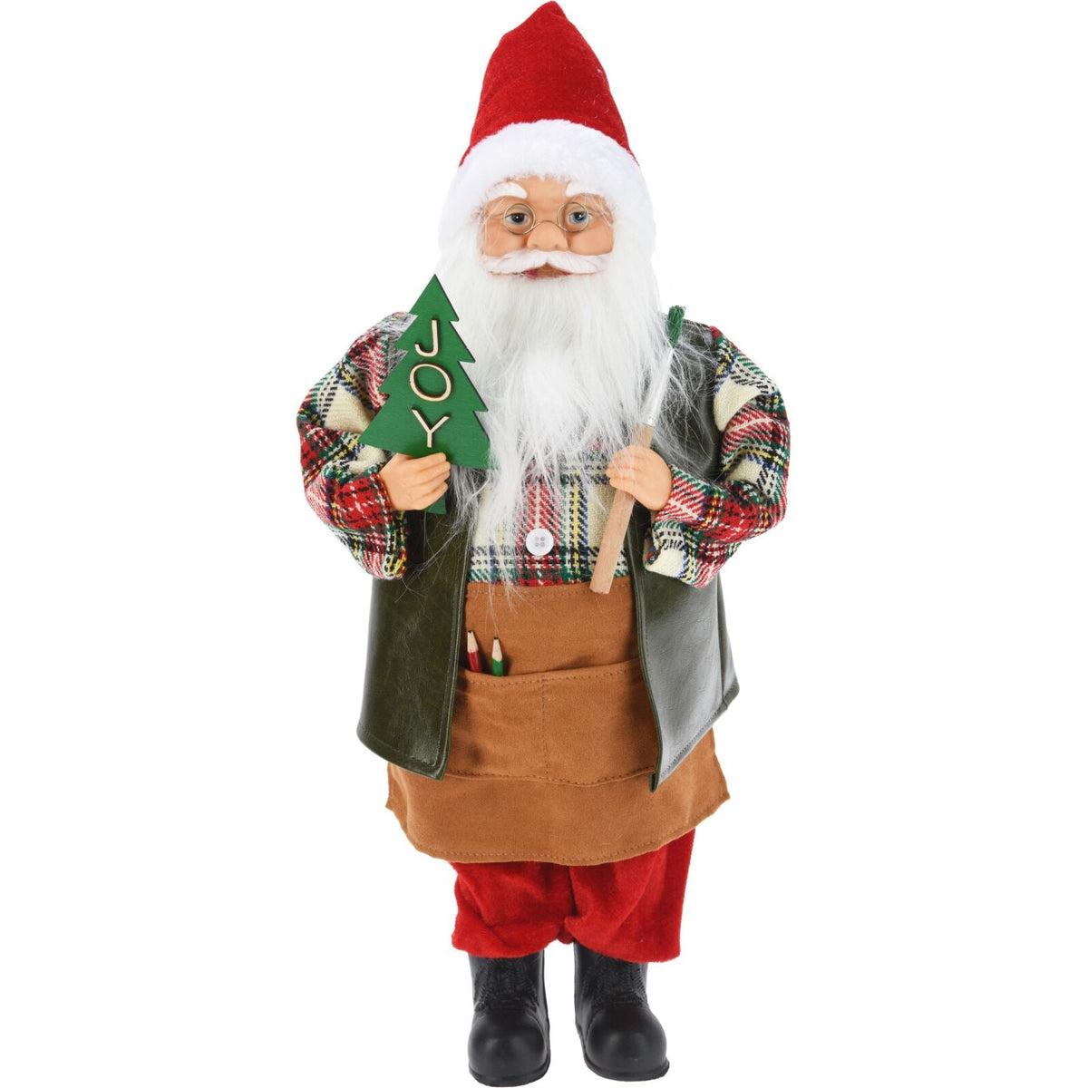 Workshop Standing Santa Figure | Traditional Father Christmas Ornament - 45cm Ornament - Tophatter Daily Deals