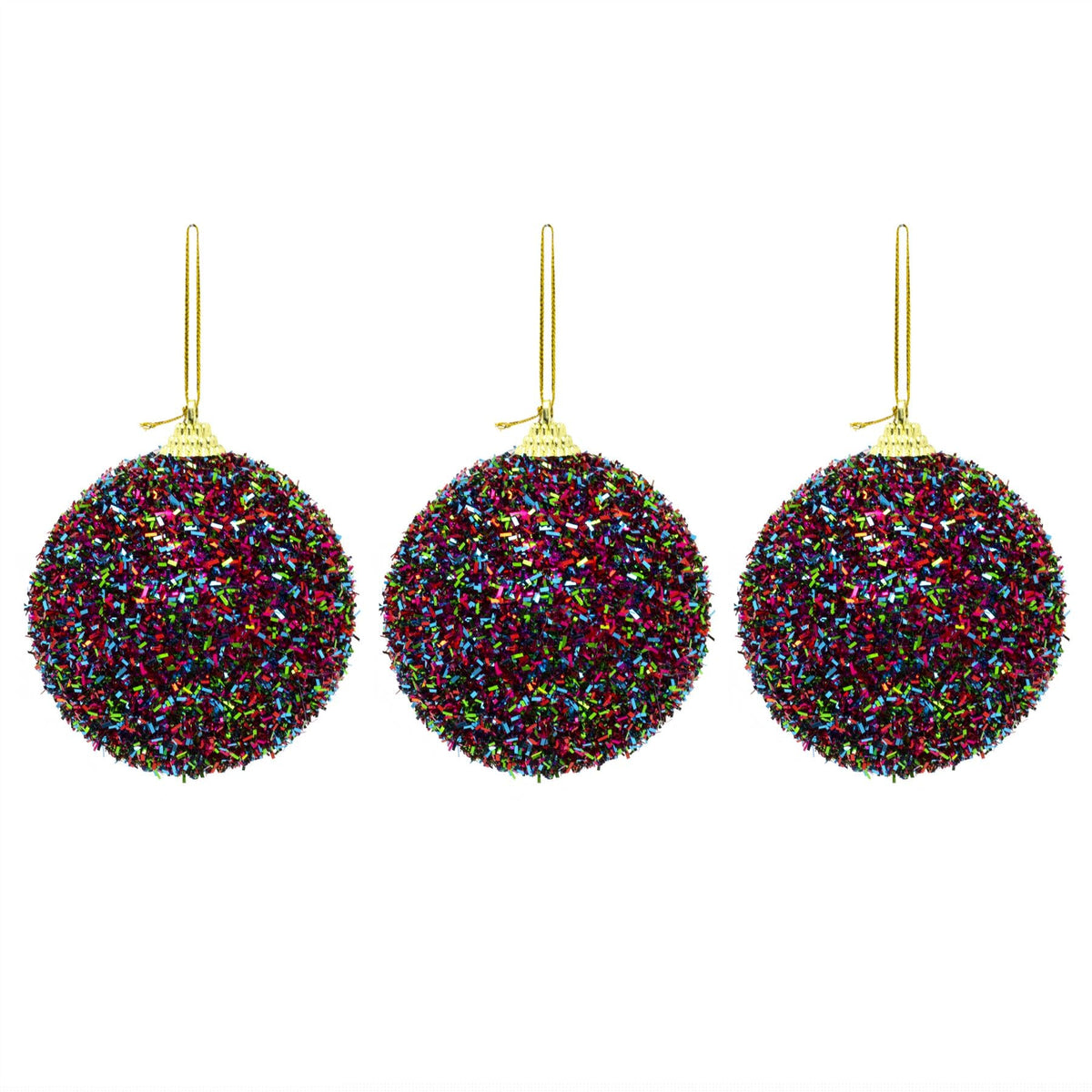 Pack Of 3 Multicoloured Tinsel Christmas Tree Baubles | 3 Piece Christmas Tree Hanging Ornament | Xmas Baubles Christmas Baubles Christmas Decorations Baubles - Tophatter Daily Deals