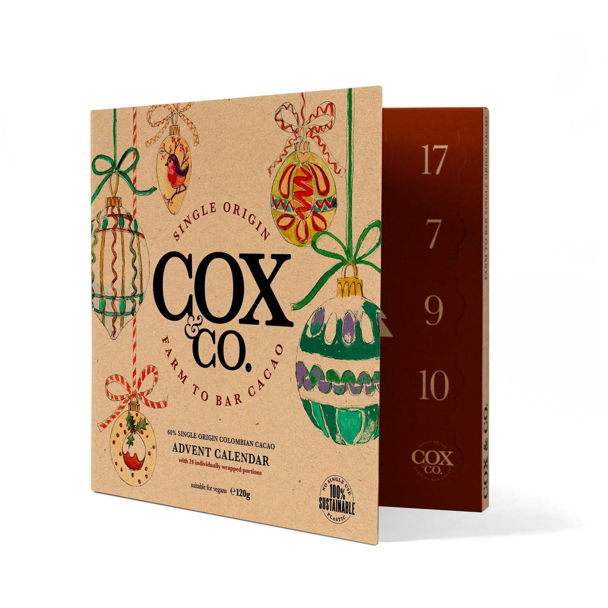 Cox & Co. 60% Single-Origin Dark Chocolate Christmas Advent Calendar for Adults Advent Calendar - Tophatter Daily Deals