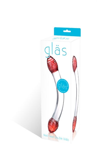 Glas 8 Inch Red Head Double Dildo Spiral Bulbous Glass Toy > Glass > Dildos - Tophatter Daily Deals