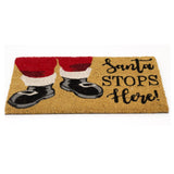 Santa Stops Here Christmas Doormat | Festive Coir Welcome Door Mat - 59x39cm Doormat - Tophatter Daily Deals