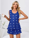 Heart Scoop Neck Tank and Shorts Lounge Set Royal Blue Loungewear Sets - Tophatter Daily Deals