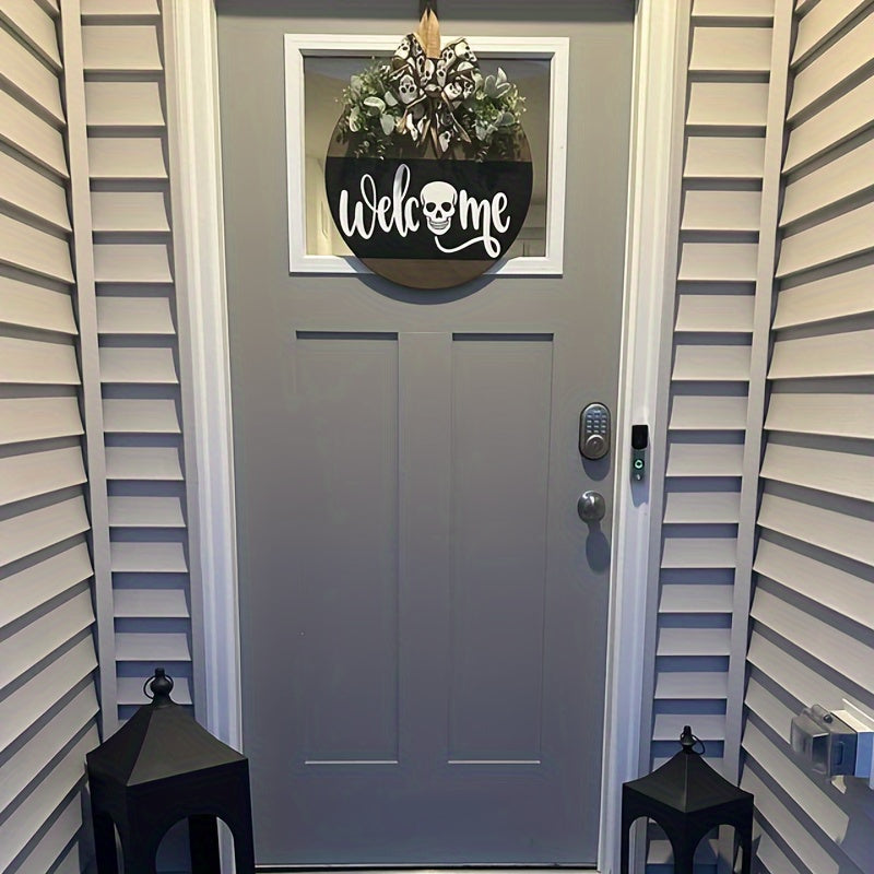 Halloween Skull Door Hanger Welcome Sign - Tophatter Daily Deals