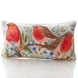 Robin Forget Me Not Cushion | Soft Velour Scatter Pillow with Watercolour Bird Cushion - Tophatter Daily Deals