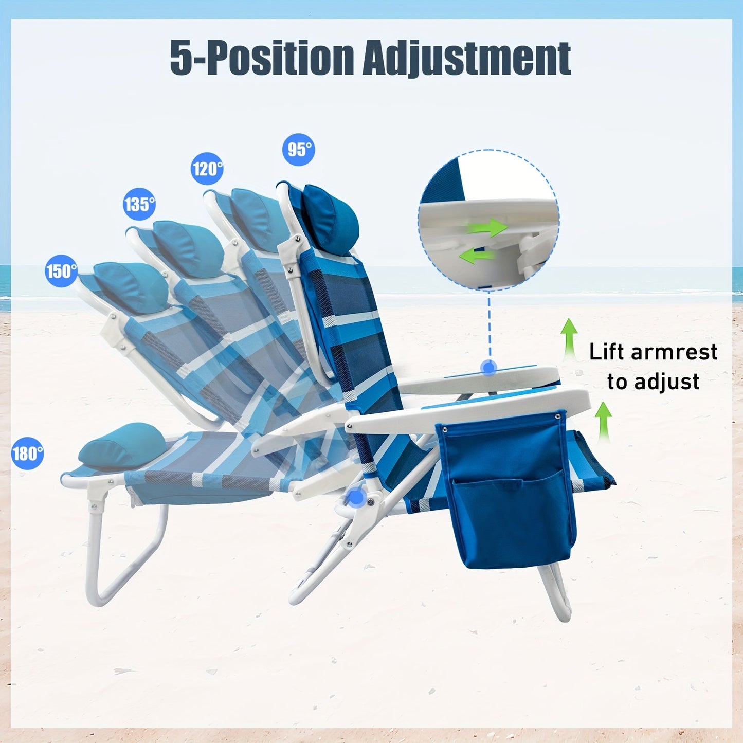 Foldable Beach Lounge Chairs with Backrest (2pcs) Outdoor Chairs - Tophatter Daily Deals