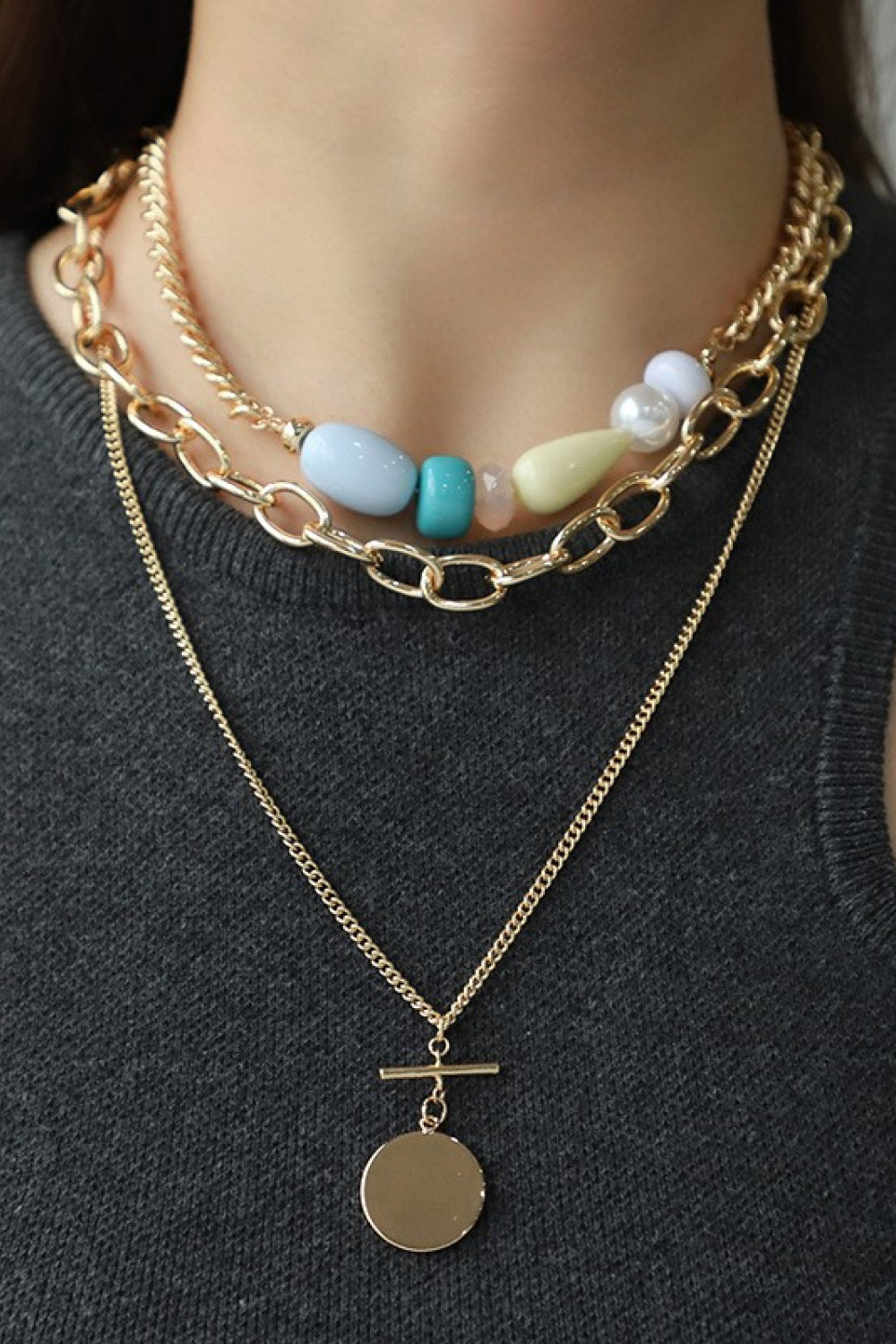 Triple-Layered Iron Necklace Necklaces - Tophatter Daily Deals