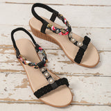 Bohemian Braided Sandals Summer Beach Shoes Women Black 4 - Tophatter Daily Deals