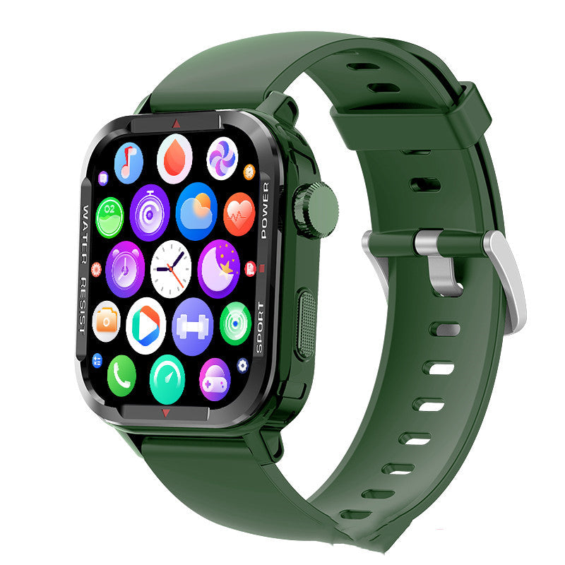 Bluetooth Sports Smartwatch Blood Pressure Blood Oxygen Monitoring Army Green Watch Only 0 - Tophatter Daily Deals