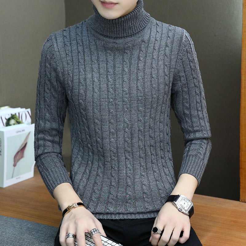 Fitted Men’s Turtleneck Sweater - Slim Fit Cotton Blend Dark grey 3D Changing Face Moving Picture Frame - Tophatter Daily Deals