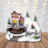 Christmas Scene With Moving Train Xmas Model Village | Light Up LED Animated Christmas Village Ornament | Design Varies One Supplied Model Village - Tophatter Daily Deals