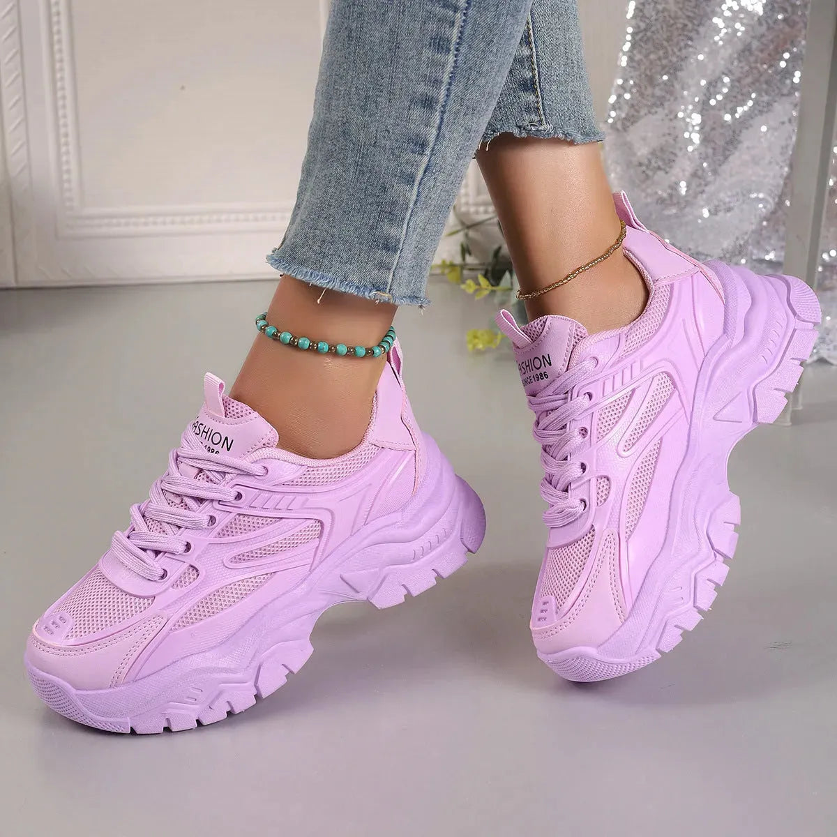 Fashion 1986™ Breathable Women's Sneakers Purple Sneakers - Tophatter Daily Deals