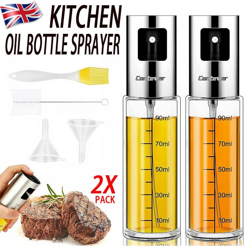 2PCS Stainless Oil Sprayer Cooking Mister Spray Fine Bottle Kitchen Tool UK 5 - Tophatter Daily Deals