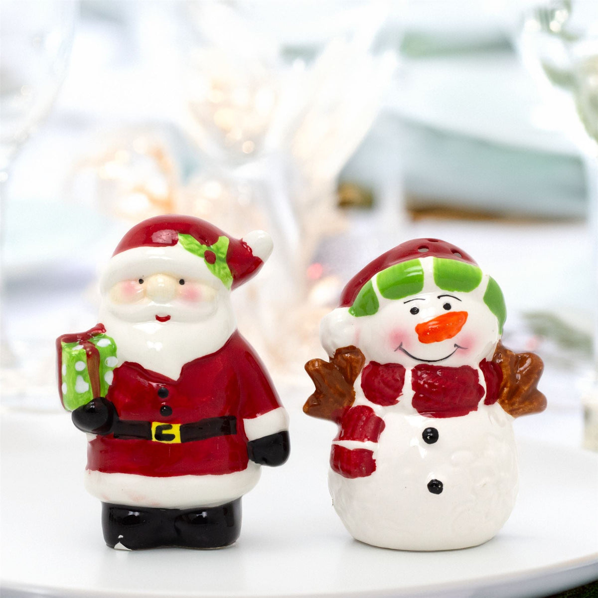 Christmas Santa & Snowman Salt & Pepper Pots | Festive Salt & Pepper Shakers Salt and Pepper Shakers - Tophatter Daily Deals