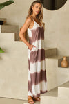 Tie-Dye V-Neck Maxi Cami Dress Casual Dresses - Tophatter Daily Deals