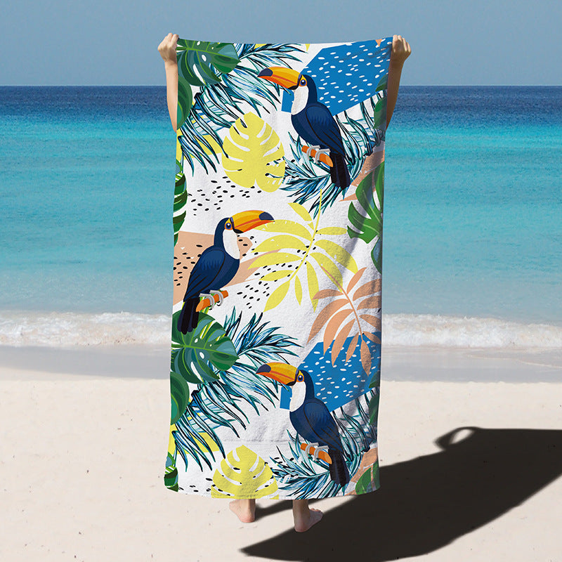 Absorbent Quick-drying Microfiber Bath Towel For Swimming Jungle parrot 180x90CM 0 - Tophatter Daily Deals