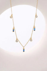 18K Gold Plated Multi-Charm Chain Necklace Blue One Size Necklaces - Tophatter Daily Deals
