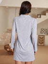 Heart Graphic Lapel Collar Long Sleeve Night Dress Sleep Dresses - Tophatter Daily Deals