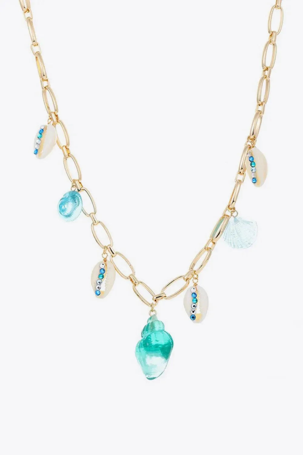 5-Piece Wholesale 18K Gold Plated Multi-Charm Necklace Blue White One Size Necklaces - Tophatter Daily Deals