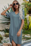 Twisted V-Neck Short Sleeve Dress Casual Dresses - Tophatter Daily Deals