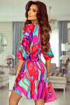 Printed Ruffled Mini Dress Casual Dresses - Tophatter Daily Deals