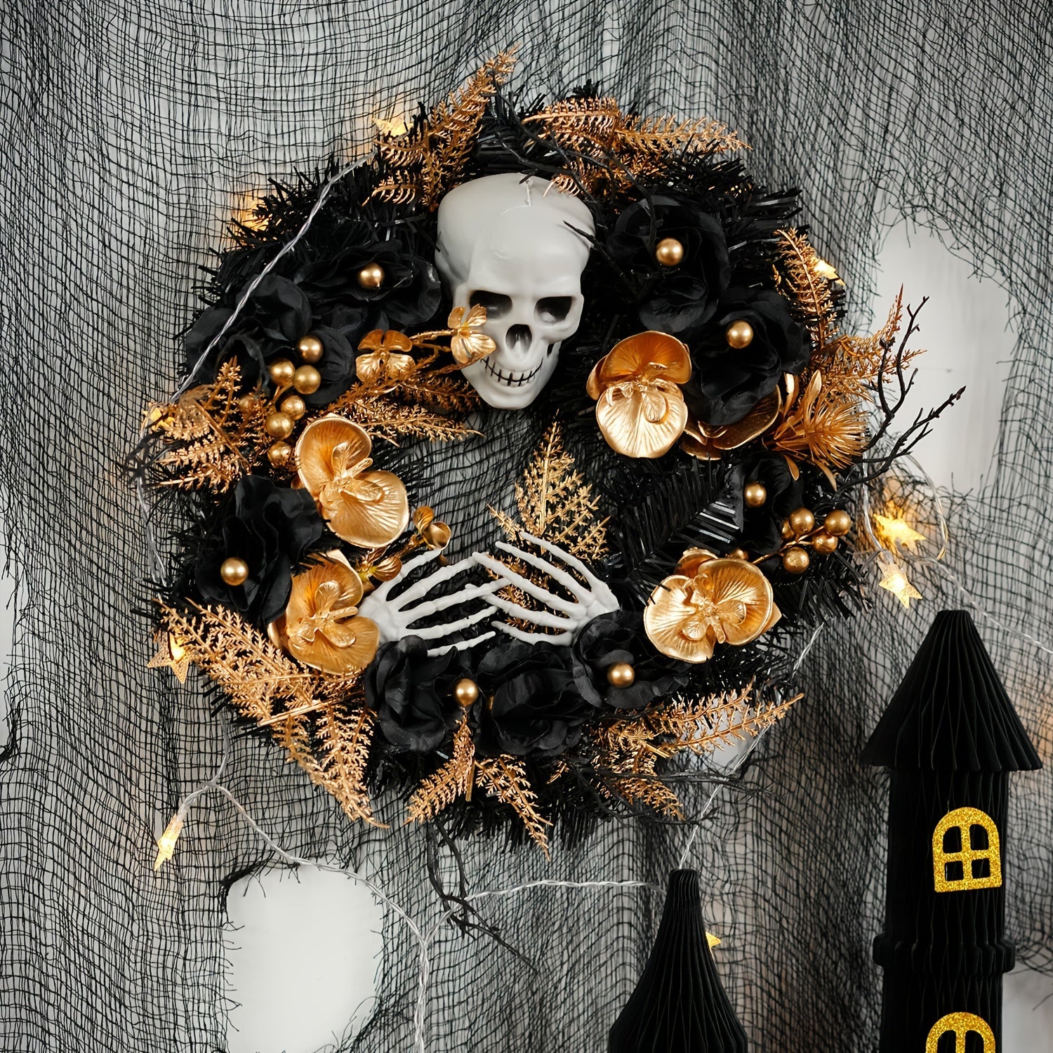 Gothic Halloween Wreath Door Hanging Decoration Halloween - Tophatter Daily Deals