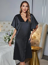 V-Neck Flutter Sleeve Night Dress Black Sleep Dresses - Tophatter Daily Deals