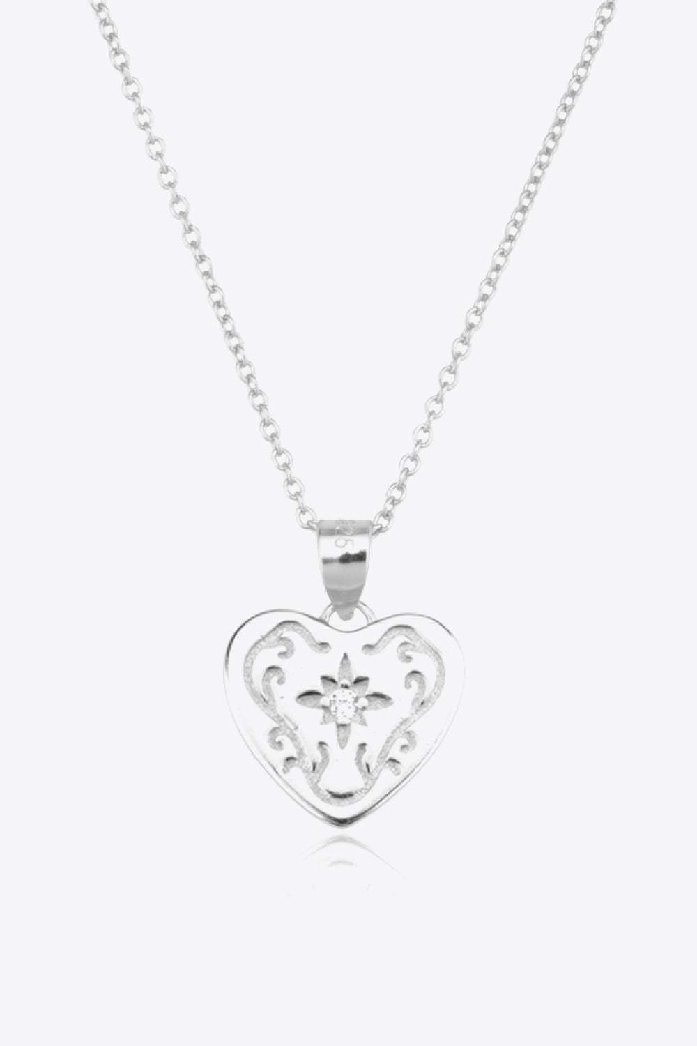 Heart Pendant 925 Sterling Silver Necklace Silver One Size Necklaces - Tophatter Daily Deals