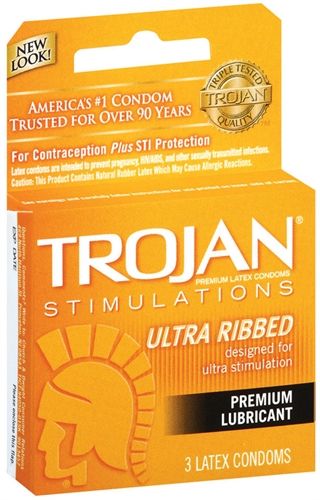 Trojan Stimulations Ultra Ribbed Lubricated Condoms - 3 Pack > Essentials > Condoms - Tophatter Daily Deals