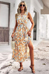 Floral Belted Surplice Sleeveless Tiered Dress Casual Dresses - Tophatter Daily Deals