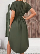 Tied Surplice Short Sleeve Dress Casual Dresses - Tophatter Daily Deals