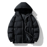 Warm Men's Puffer Coat - Boxy Quilted Hooded, Cotton Winter Black 3D Changing Face Moving Picture Frame - Tophatter Daily Deals