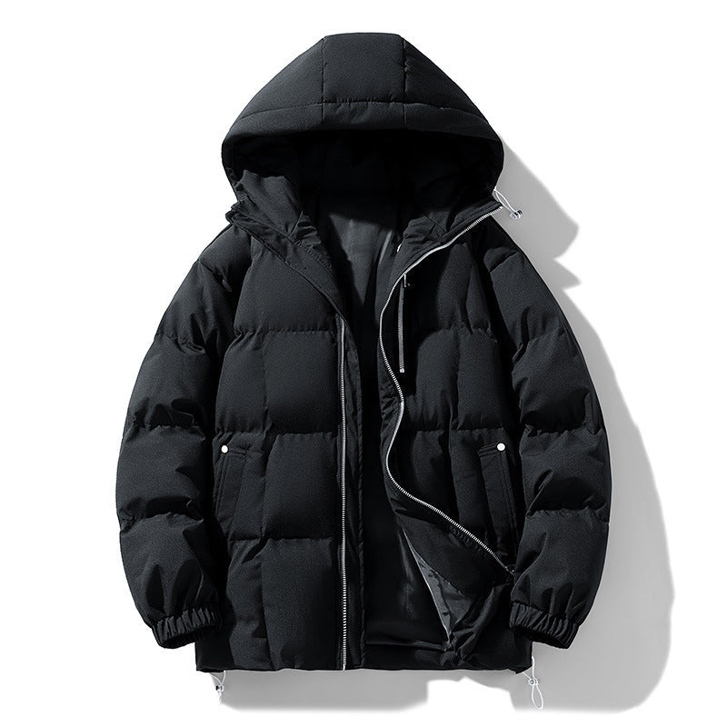 Warm Men's Puffer Coat - Boxy Quilted Hooded, Cotton Winter Black 3D Changing Face Moving Picture Frame - Tophatter Daily Deals