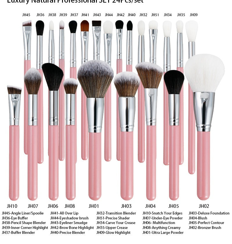 30 PCs Makeup Brush Set Soft Hair Eye Shadow Blush Face Powder Full Set 24 Pearly Pink 0 - Tophatter Daily Deals