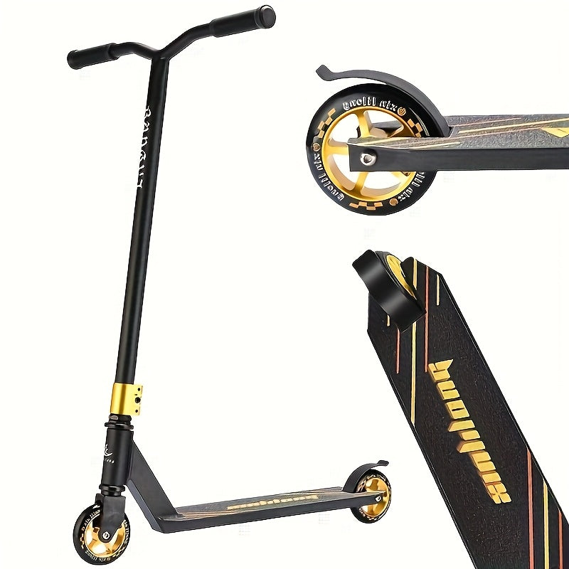 360° Stunt Kick Scooter Black Gold PU Wheels Riding Scooters - Tophatter Daily Deals