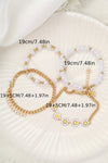 White 4pcs Daisy Pearl Beaded Chain Bracelet Set Bracelets - Tophatter Daily Deals