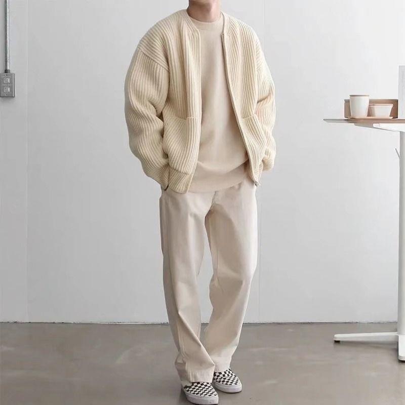 Lightweight Relaxed Men's Zip Cardigan - Boxy Knit, Lined Apricot 3D Changing Face Moving Picture Frame - Tophatter Daily Deals