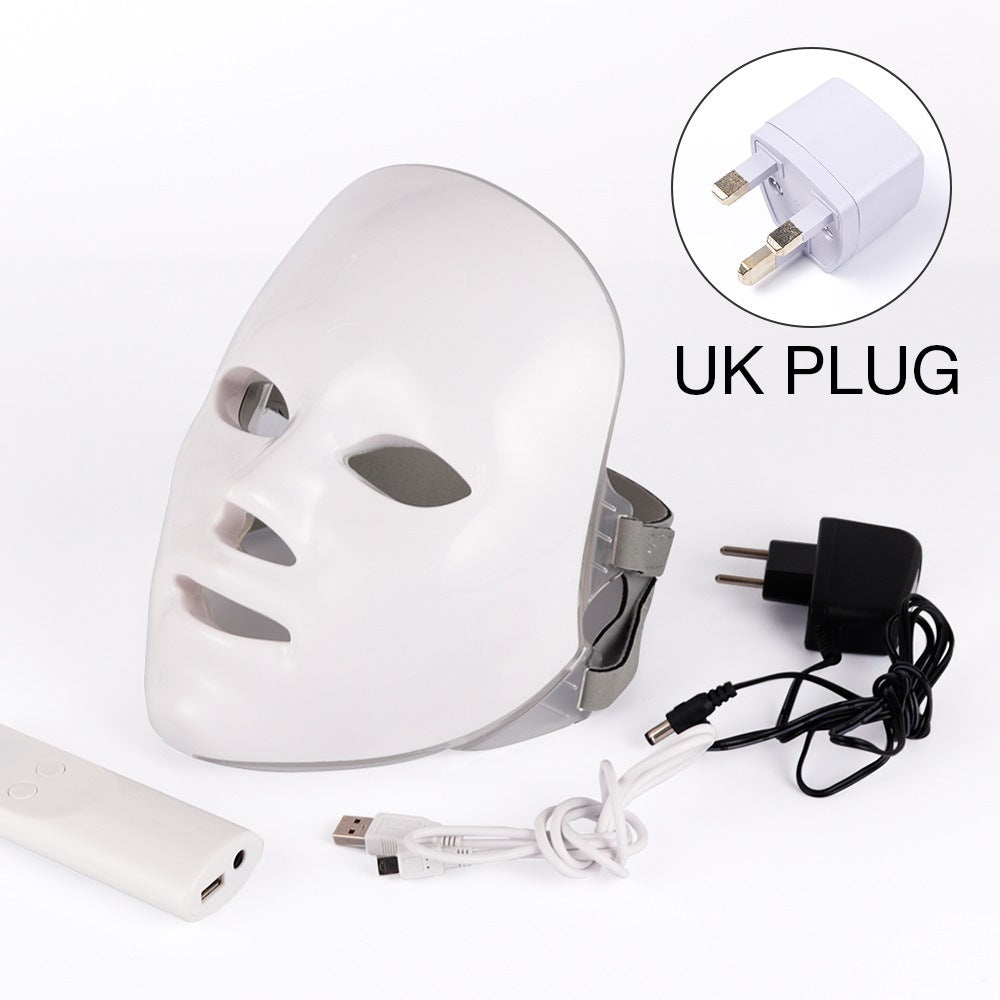 Beauty Instrument Beauty Red Purple Light Photon Skin Rejuvenation Mask Instrument Household Acne Spectrometer Face White Remote Control No Box UK 0 - Tophatter Daily Deals