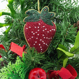 Raspberry Beaded Christmas Tree Bauble | Colourful Fruit-shaped Tree Ornaments Baubles - Tophatter Daily Deals