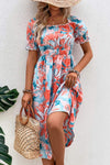 Floral Frill Trim Square Neck Dress Casual Dresses - Tophatter Daily Deals