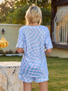 Plaid Round Neck Top and Shorts Lounge Set Loungewear Sets - Tophatter Daily Deals