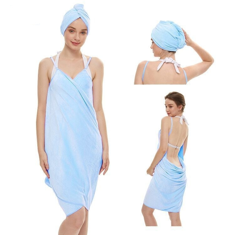 Bath Towel Sling Bath Skirt Coral Fleece Suit 0 - Tophatter Daily Deals