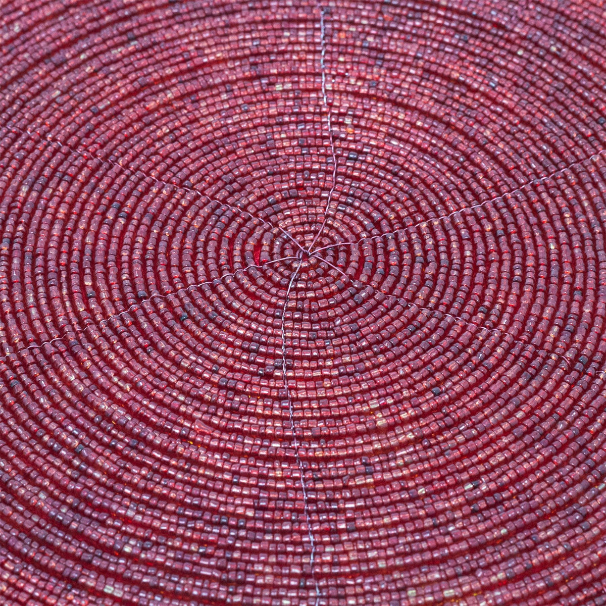 Red Beaded Glass Placemat | Round Red Kitchen Dining Table Place Mat - 30cm Placemat - Tophatter Daily Deals