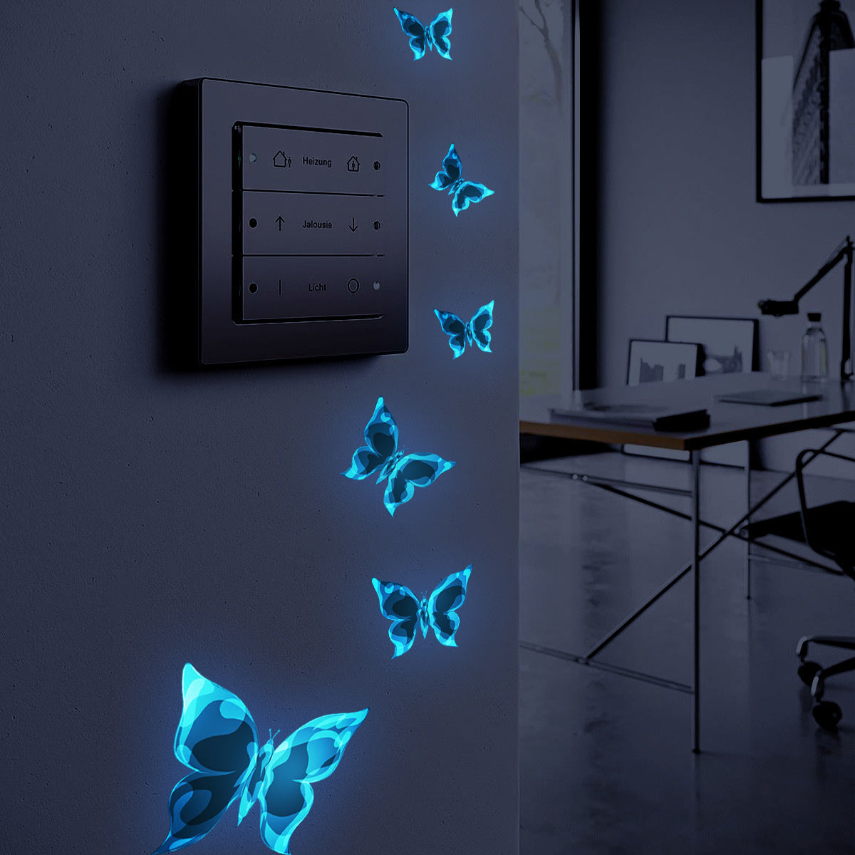 Blue Luminous Small Butterfly Bedroom Living Room Luminous Stickers Home Decor 0 - Tophatter Daily Deals