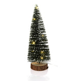 LED Bottle Brush Christmas Tree | Snowy Green Pine Christmas Village Tree 30cm LED Light - Tophatter Daily Deals