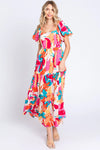 GeeGee Full Size Printed Smocked Back Tiered Maxi Dress Casual Dresses - Tophatter Daily Deals